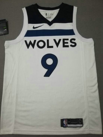 NBA 9 Rubio Timberwolves Maillot blanc imprimé